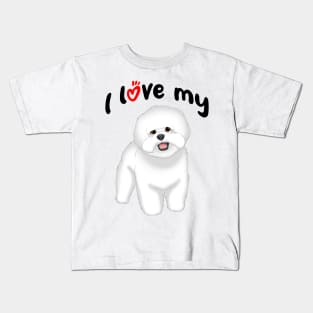 I Love My Bichon Frise Dog Kids T-Shirt